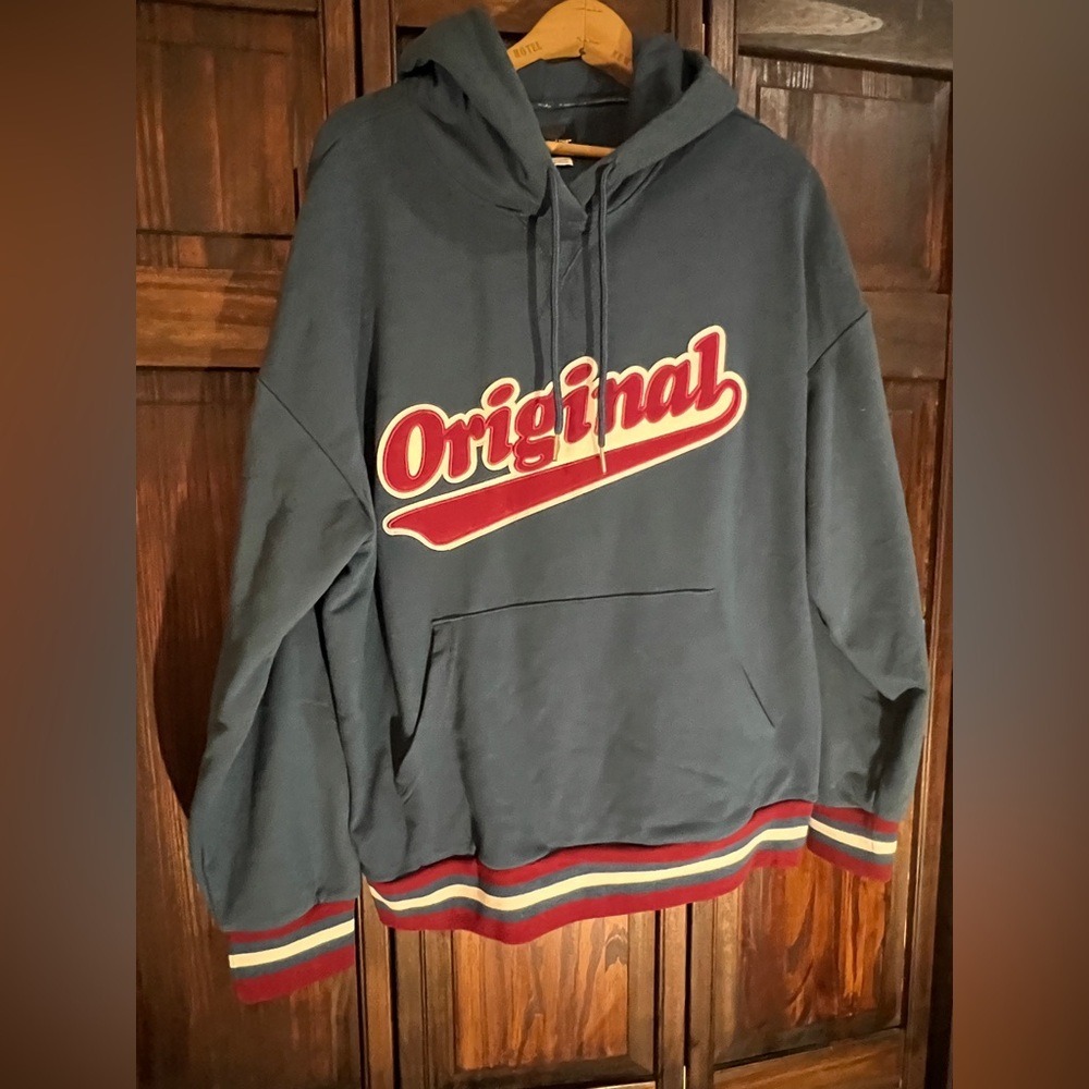 Original Use Dark Blue Hoodie with Red Accents NWT